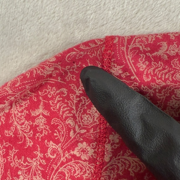 Ralph Lauren Top Womens Medium Red Paisley 3/4 Sleeve Ruffle Lace Up Southwest - Picture 6 of 15